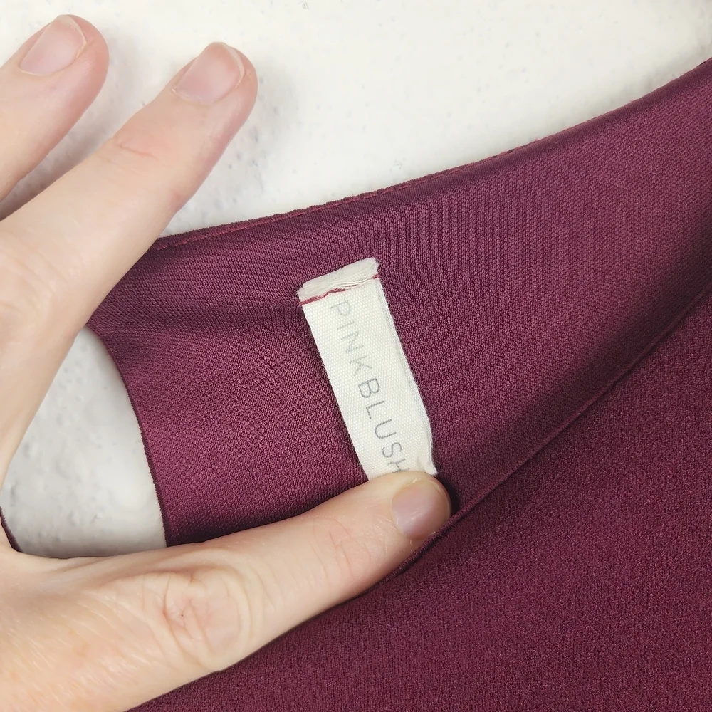 PinkBlush Women Size XL Ruffle Cold-Shoulder Shift Dress Long Sleeve Burgundy